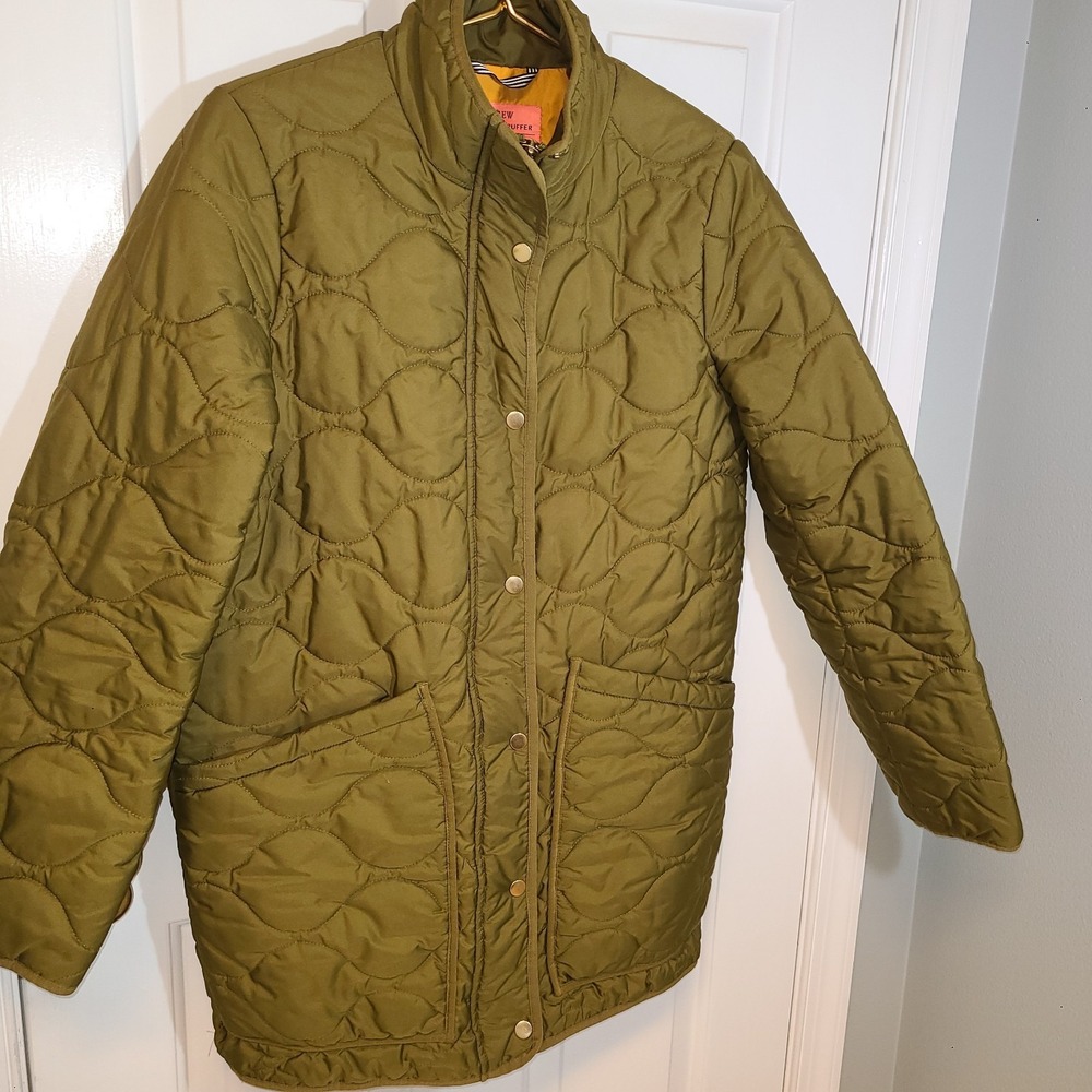 J CREW Green Quilted Cocoon Signature Puffer Jacket Women Small Tall Water Repel - Picture 11 of 11